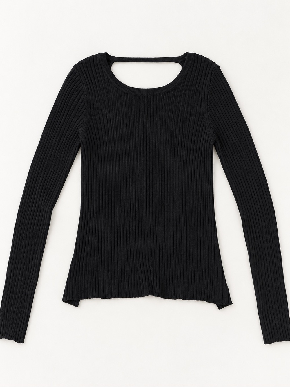 Zara Knit Ribbed Open-back Long-Sleeve Top